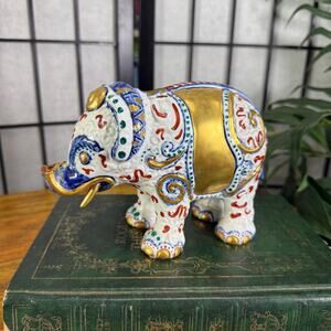 Vintage Made In Italy Elephant Figurine Signed Manifattura Porcelane Artistiche